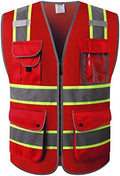 JKSafety Safety Vest for Men Women Reflective Hi Vis JK100 Red 4XL by JKSafety