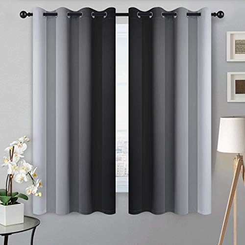 SimpleHome Ombre Black to Grey White Curtains - Image 2