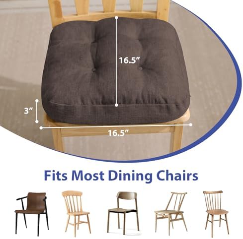 IASEAHK Memory Foam Dining Chair Cushions, 16.5"x16.5"x3.5" - Image 3