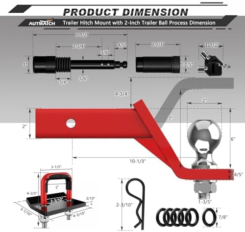 AUTMATCH Trailer Hitch Ball Mount - Image 3