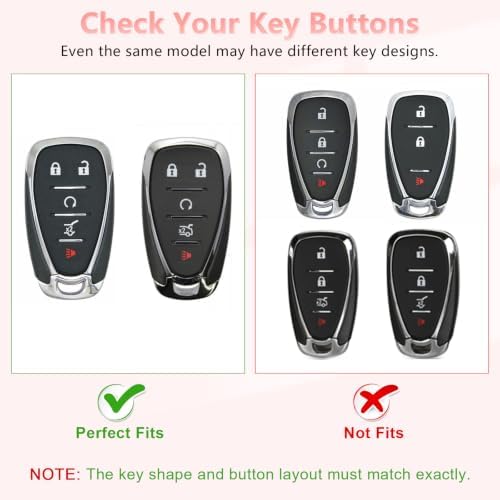 PIFOOG Key Fob Cover for Chevy Pink Gold Soft TPU 5 Buttons Car Keys Case Shell - Image 2