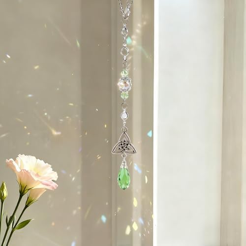 Celtic Knot Irish Green Crystal Rearview Mirror Charm Suncatcher - Image 2