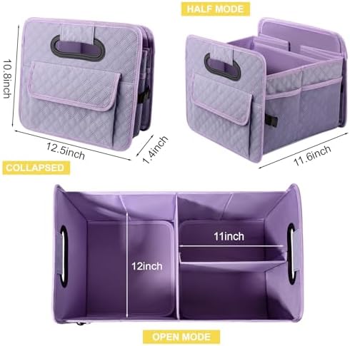 Car Trunk Organizer for SUV, Collapsible Car Storage Organizer Light Purple - Image 5