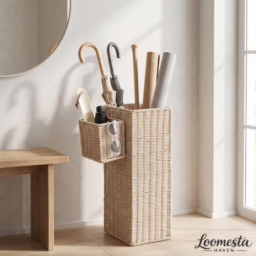 Wicker Umbrella Stand for Entryway, Decorative Rattan Holder - Image 5