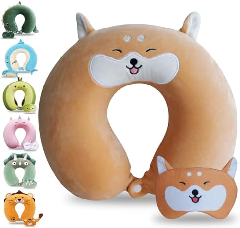 Cute Travel Pillow with Sleep Eye Mask Cartoon Headrest & Neck Pillow by Sexysamba
