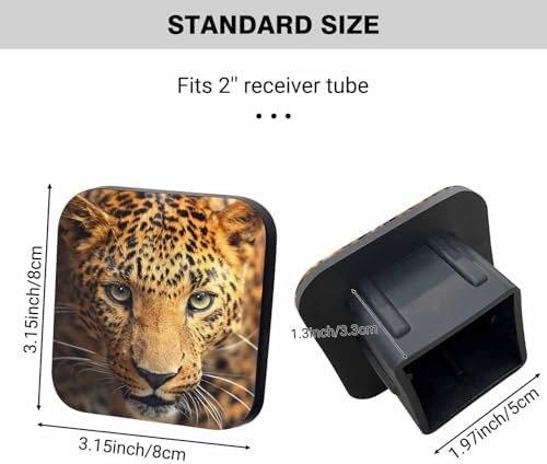 Swono Trailer Hitch Caps Covers Leopard Animal Pattern 2 Inch Rubber Tow Hitch - Image 2