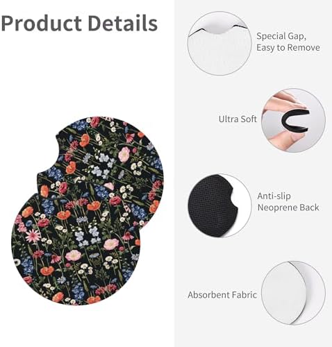 Car Steering Wheel Cover Wildflower Floral + Cars 2 Pieces Coasters - Image 7