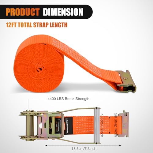 Nilight E-Track Ratchet Straps 2 Pack 2" x 12' - Image 2