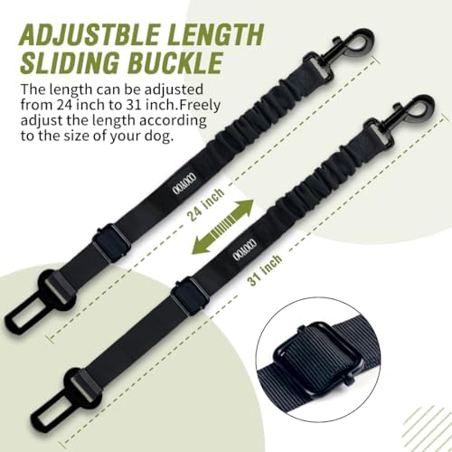 COOYOO Dog Seat Belt, 3 Piece Set Retractable Dog Car Adjustable Seatbelts - Image 5