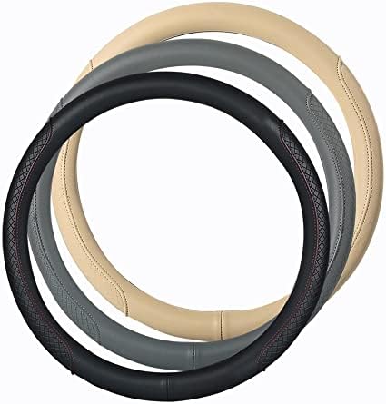 Microfiber Leather Steering Wheel Cover, Classic Embossing, Breathable - Image 6