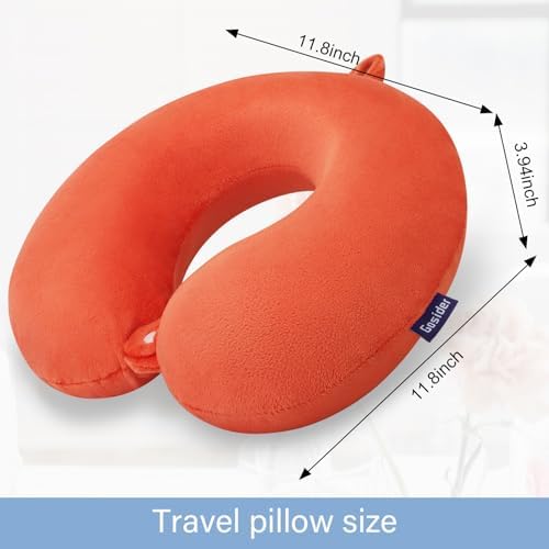 Orange Memory Foam Velvet Travel Neck Pillow - Image 3