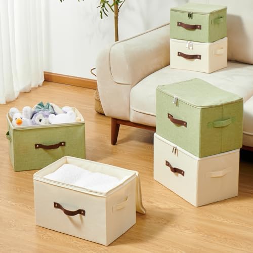 Storage Bins with Zipper Lids Decorative Lidded Baskets Boxes - Image 6