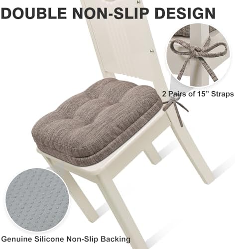 Shinnwa Dining Chair Cushions Set of 2, Dual-Layer Memory Foam Kitchen Chair - Image 5