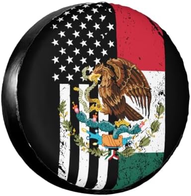 Mexico American Flag Spare Tire Cover, Universal Waterproof & Dustproof Wheel by YSYZSDS