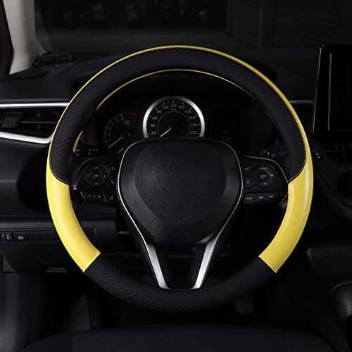 Auto Car Genuine Leather Steering Wheel Cover Anti Slip Wrap 15" - Image 2