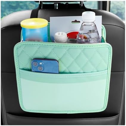 Car Seat Back Organizer, Leather Multipurpose Collapsible Vehicle Backseat by Ywdiml