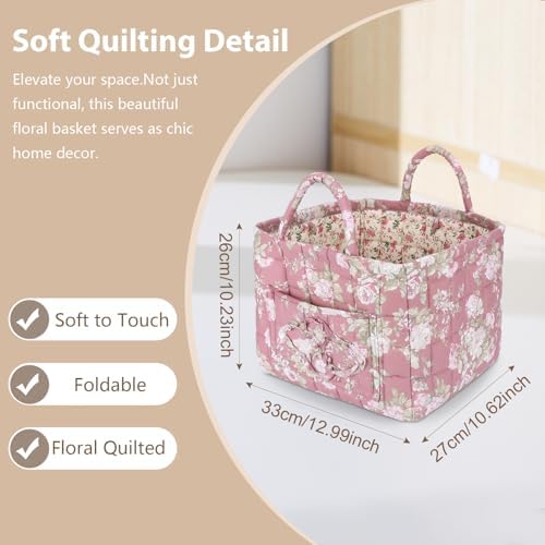 Storage Basket Boho Fabric Large Collapsible Floral Laundry Nursery Hamper - Image 6