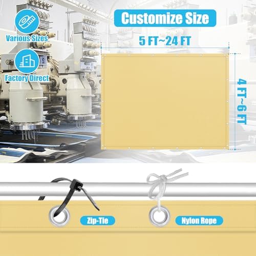 Amagenix Custom Size Waterproof Shade Cloth, 95% UV Block Tarp Cover - Image 5