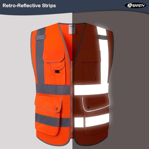 JKSafety Safety Vest for Men Women Reflective Hi Vis JK150 Orange L - Image 4