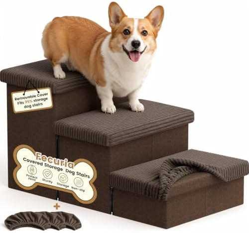 3-Step Wide Dog Stairs 18" H by Fecuria