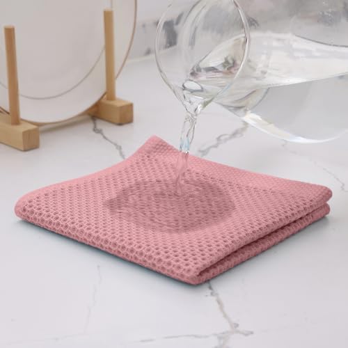 Kitinjoy 100% Cotton Waffle 6-Pack Kitchen Towels, Dried Roses - Image 6