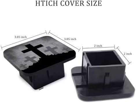 Christian Cross Car Rear Hitch Covers Grunge Gravestone Cross Square Trailer - Image 2