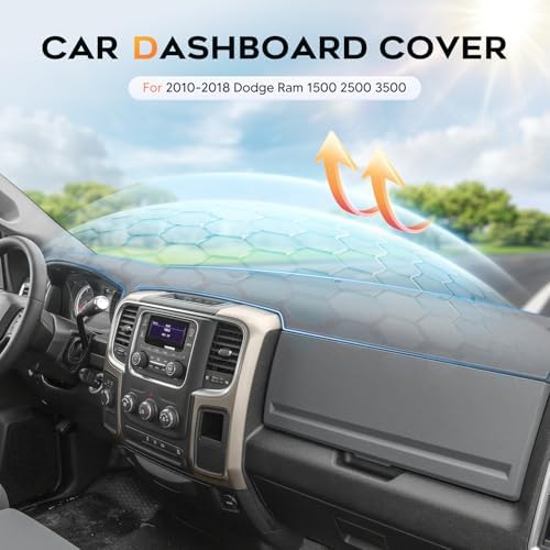 CARTIST Gray Dash Cover for 2010-2018 Dodge Ram 1500 2500 3500 Dashboard Cover - Image 3
