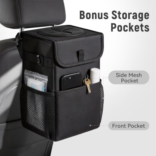 Car Trash Can with Lid, Hanging Waterproof Leak-Proof Car Garbage Can - Image 6