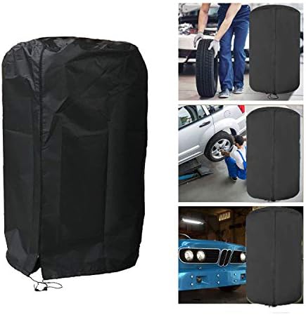 J&C Tire Cover Black 420D Tire Storage Bag Waterproof Spare Tire Bag Tote - Image 3