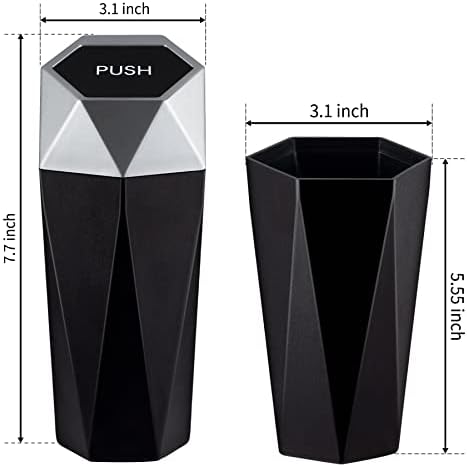 JUSTTOP Car Trash Can with Lid, Mini Diamond Design Portable Trash Can - Image 4