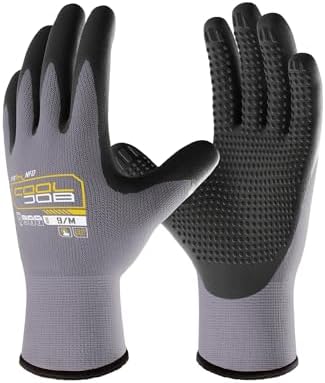 COOLJOB 12 Pairs Nitrile Rubber Coated Nylon Safety Work Gloves Pack Bulk by COOLJOB