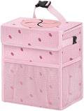Corduroy Car Trash Can with Lid and Mesh Pockets by Unknown