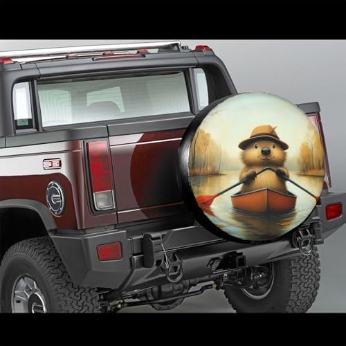Funny Beaver Universal Spare Tire Cover, 16 Inch, Cute Waterproof Polyester - Image 3