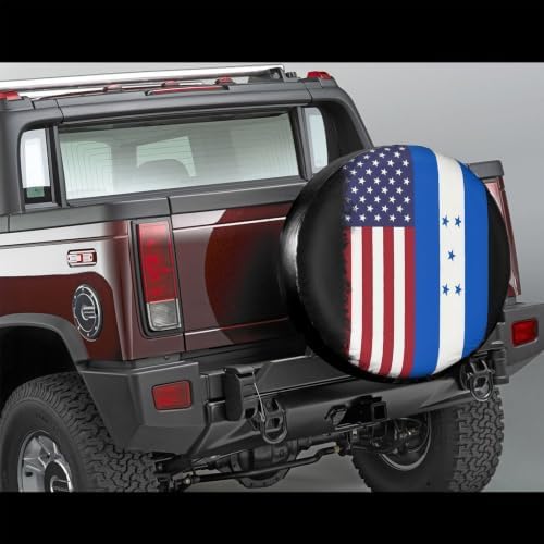 USA Honduras Mix Flag Spare Tire Cover, Universal Waterproof & Dustproof Wheel - Image 4
