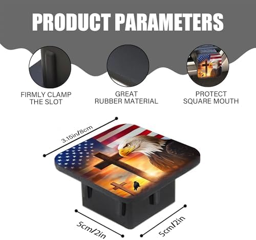 Three Crosses American Flag Hitch Receiver Cover 2" Eagle Trailer Hitch Cover - Image 2