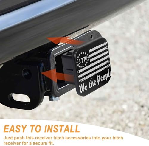 2 Inch USA Flag We The People Trailer Hitch Cover Rubber Receiver Tube Plug Cap - Image 4