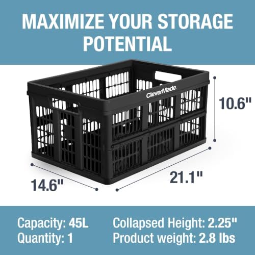 CleverMade Collapsible Utility Crate - 45L - Obsidian - Image 2
