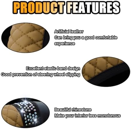 JOYCOURT 15 Inch Bling Soft Leather Car Steering Wheel Cover - Image 4