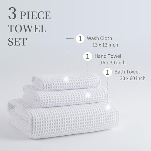 MICROFI Microfiber Waffle Bath Towels, 3 Pieces, Fast Drying, Lint Free - Image 3