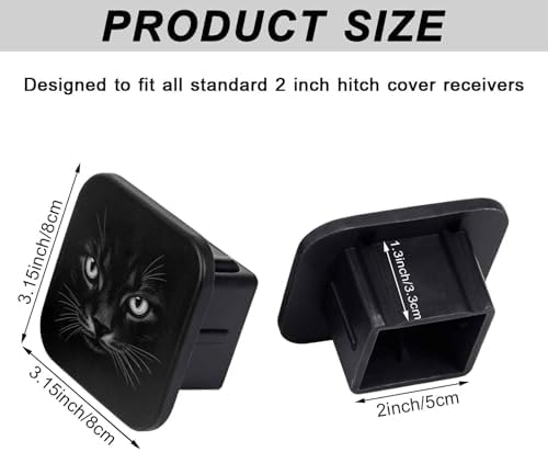 2 Inch Black Cat Trailer Hitch Cover Rubber Receiver Tube Plug Cap, Tow Hitch - Image 2