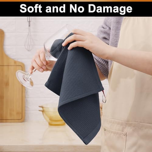 Homaxy 100% Cotton Waffle Weave Dish Cloths, 6 Pack, Dark Grey - Image 4