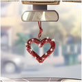 Mandark Crystal Rhinestone Heart Rearview Mirror Pendant, Wine Red by Unknown