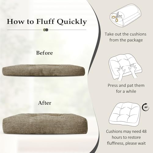 downluxe Chair Cushions for Dining Chairs 4 Pack, Tufted Indoor Chair Pads - Image 6