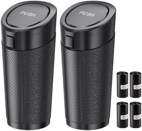 Car Trash Can with Lid, 2 Pack Mini Cup Holder Trash Can with 60 Bags, 900ML by Unknown