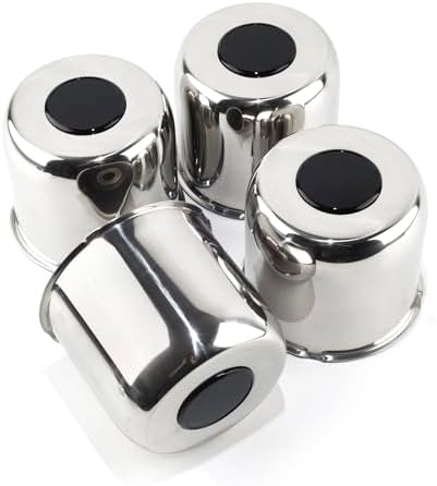 4Pcs 4.9" Stainless Trailer Wheel Center Caps, 4.47" H Chrome by DEWFLEW