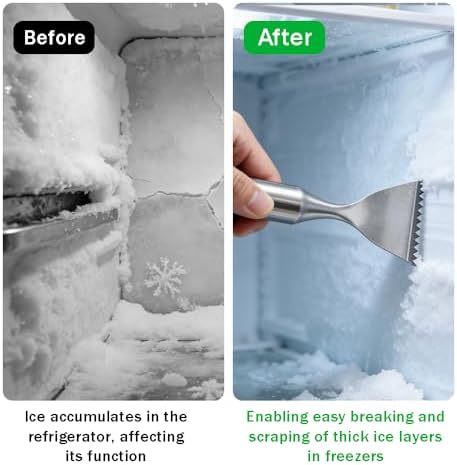 Ouliget Ice Scraper for Fridge Freezer, Handheld Serrated Ice Crusher Spoon - Image 3
