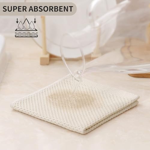Kitinjoy 100% Cotton Waffle 6-Pack Kitchen Towels, Mixed Color - Image 3