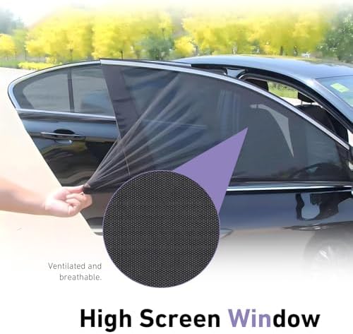 4PCS Car Window Shades, Mesh Side Window Sun Shade, Stretchy Front Rear Window - Image 3