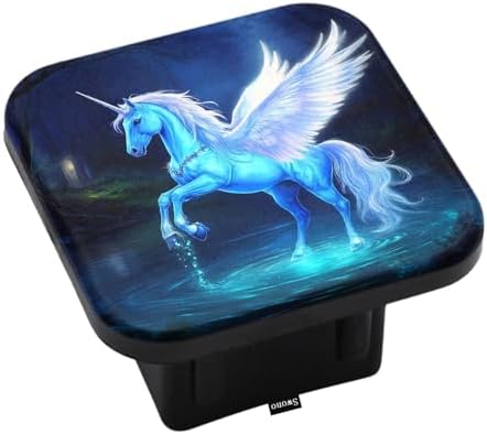 Swono Unicorn Pegasus Hitch Tube Cover Magic Blue Unicorn Horse Jungle River by Swono