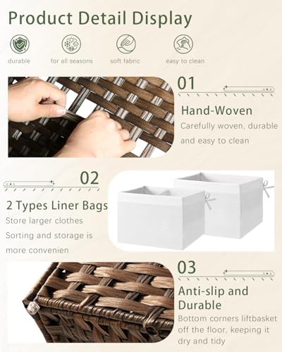 SETVSON Storage Basket with Lid PE Rattan Storage Basket 105L - Image 5